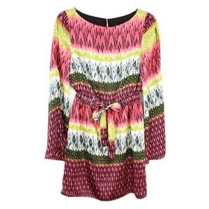 Laundry by Shelli Segal Pink Printed Dress Size 2 Career, Bell Sleeves, Casual